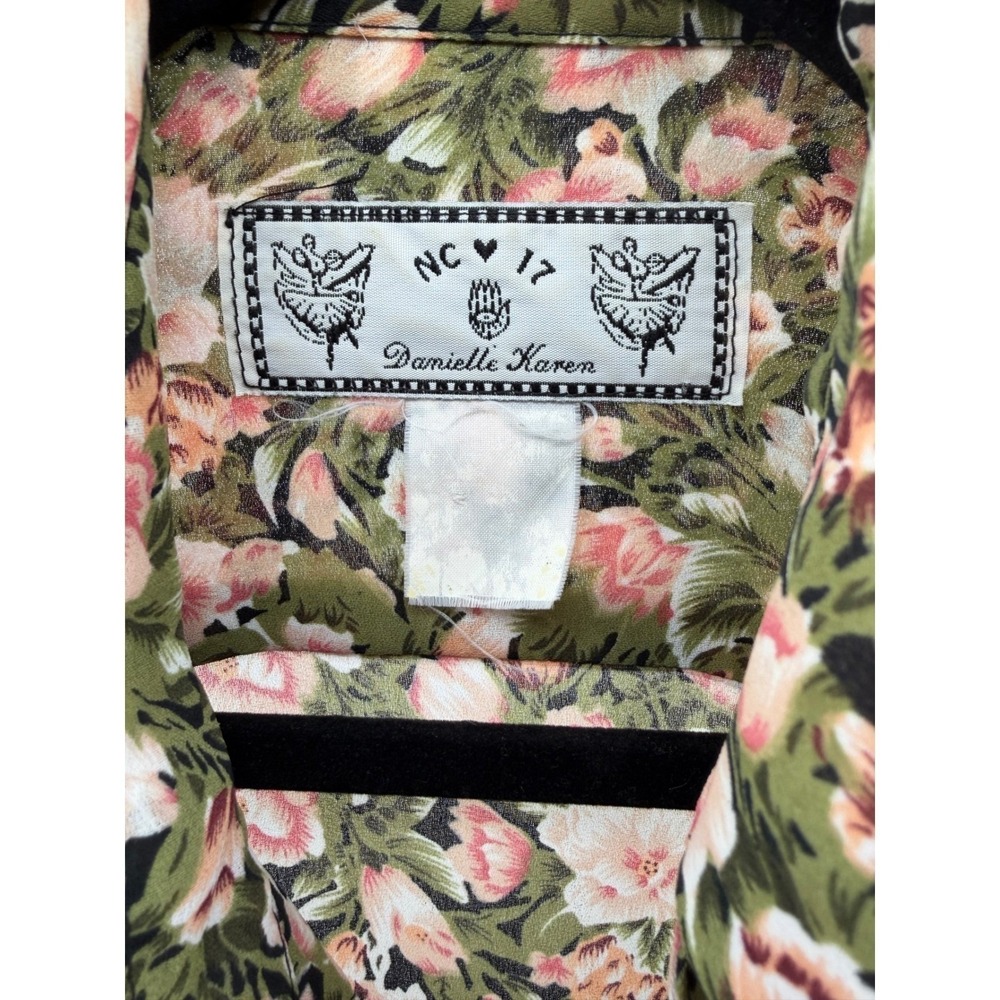 Vintage 90s Floral Tie Front Crop Top Bell Sleeve Ruffle Festival Boho Small - Picture 4 of 10